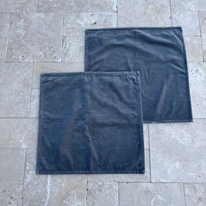 Set of 2 Pottery Barn Velvet Pillow Covers 20”x20” Solid Gray Luxurious Square